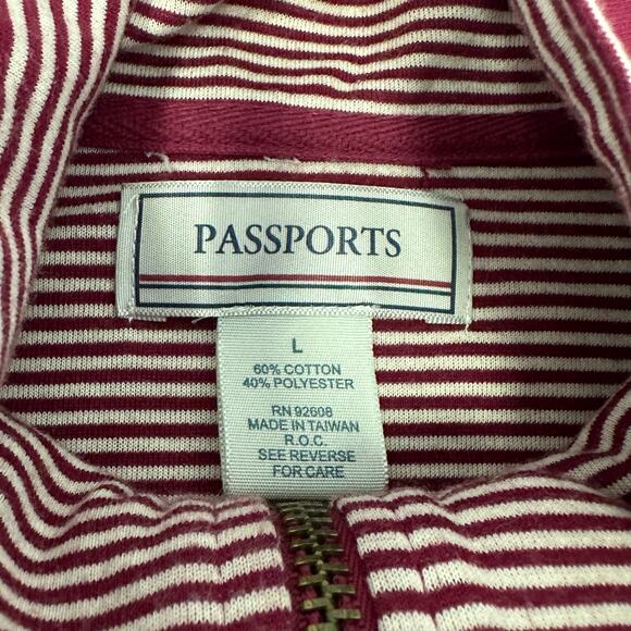 Passports Women’s Raspberry Zip-Up Size L - Cozy Cotton Blend with Pockets - Picture 6 of 9